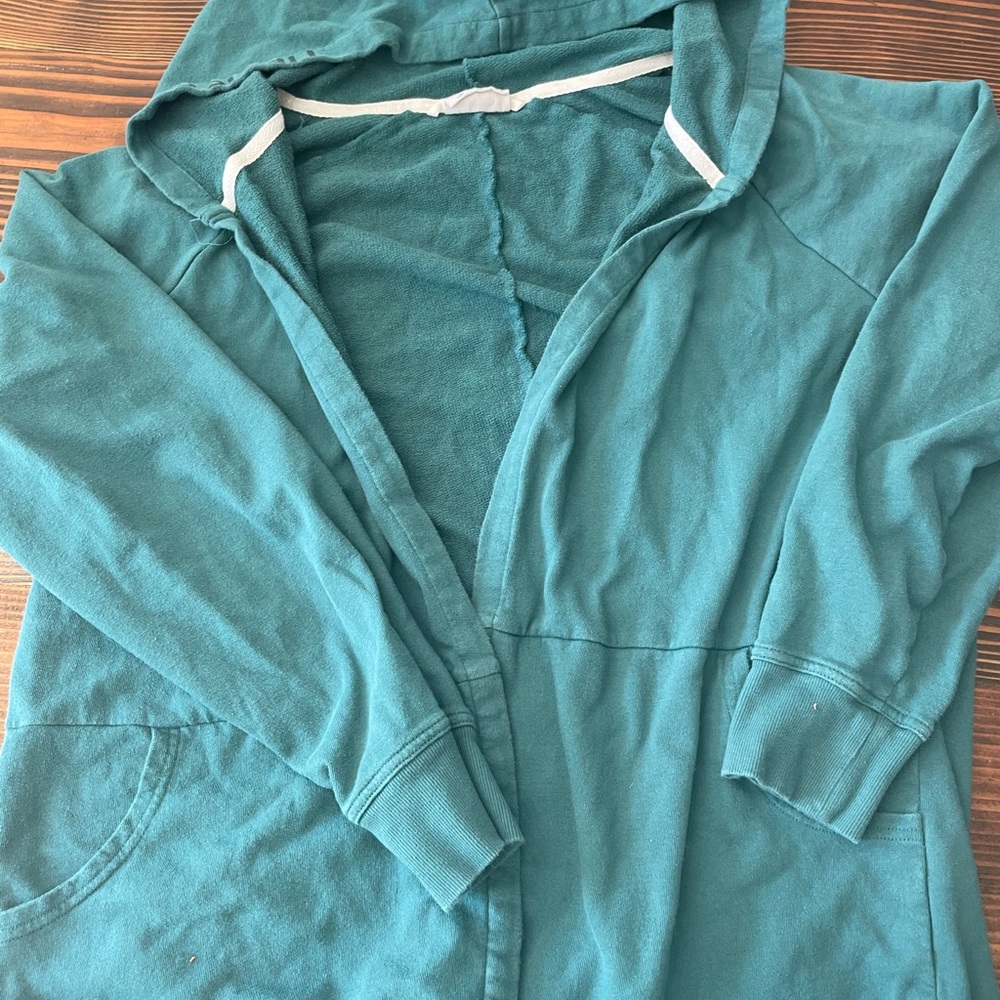 Teal LIFE IS GOOD heavy cardigan
